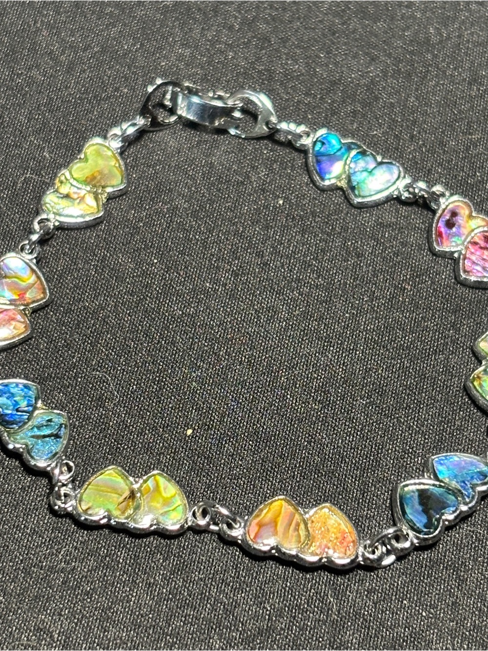 Multi-Color Heart Link Bracelet - Iridescent Heart Jewelry